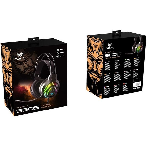 Навушники Aula S605 Wired, Black (6948391235202), Mini jack, USB, RGB підсвічування, дротове підключення, вбудований мікрофон, чутливість мікрофону -42 дБ, чутливість навушників 118 дБ, кабель 2 м - 7