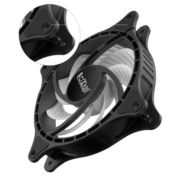 Вентилятор 120 мм, PcCooler FX-120 ARGB, Black, 3 шт, 120х120х25 мм, 1000-2000 об/хв, 18-33.2 дБ, 4-pin (PWM) / 3-pin (ARGB), гідродинамічний підшипник - 4