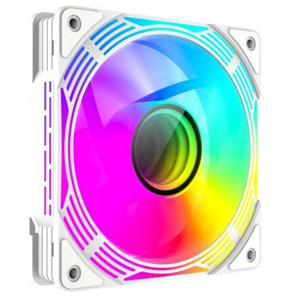 Вентилятор 120 мм, GameMax FN12A-C8I-RW, White, 120х120х25 мм, ARGB підсвічування, 800-1600 об/хв, до 31.21 дБ, 4-pin (PWM, 50 см) / 3-pin (ARGB, 50 см), гідродинамічний підшипник