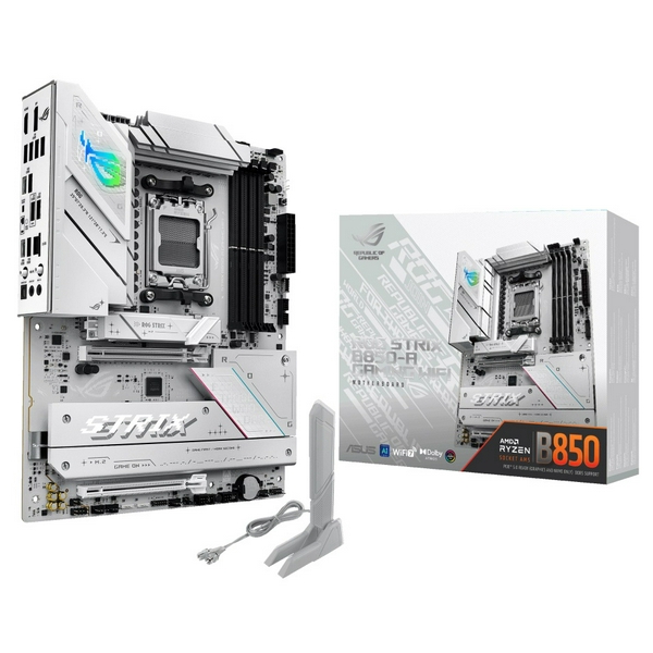 Материнська плата AM5 Asus ROG STRIX B850-A GAMING WIFI, B850, 4xDDR5, Int.Video (CPU), 2xSATA3, 4xM.2, 1xPCI-E 5.0 x16, 1xPCI-E 4.0 x16, ALC4080 + SV3H712, Intel 2.5Gb, WiFi 7, Bluetooth 5.4, 10xUSB 3.2 / 6xUSB 2.0, HDMI/DP, ATX