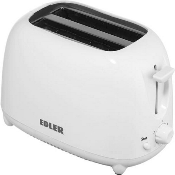 Тостер Edler EDTS-2571, White, 750W, 2 тости, 2 відділення, 5 режимів підсмажування, пластиковий корпус