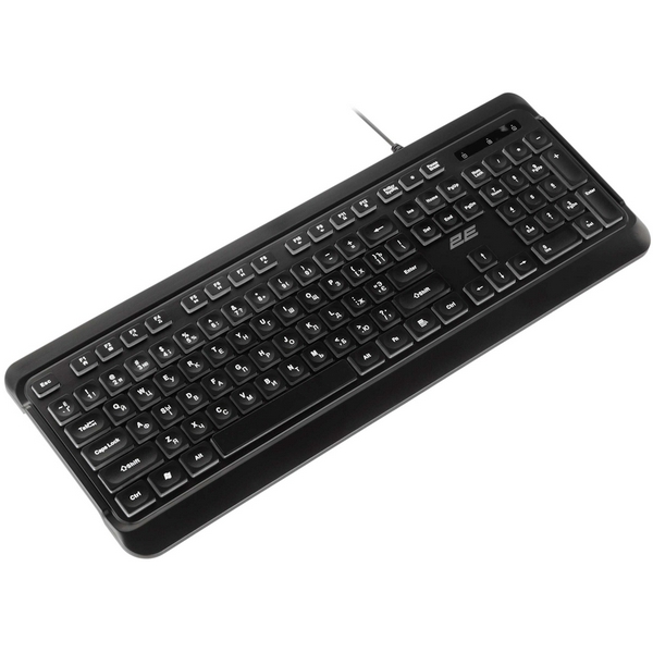 Клавіатура 2E KS120, Black, USB, біле підсвічування, 12 мультимедіа клавіш, 1.5 м, UA / EN (2E-KS120UB_UA) - 4