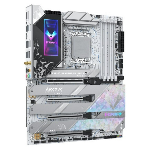 Материнська плата LGA1851, Maxsun iCraft Z890 ARCTIC, Z890, 4xDDR5, Int.Video(CPU), 4xSATA3, 1xPCI-E 16x 5.0, 1x PCI-E 8x 5.0, 2xPCI-E 4x 4.0, 4xM.2, RTL8126, 9xUSB3.2, 2*Type-C, DP/HDMI, WIFI7+BT5.4, 16 Phase, Debug, ARGB, ATX - 2