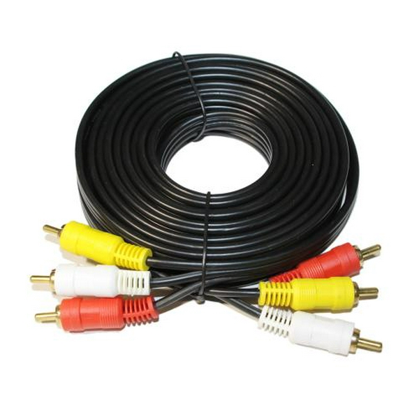 Кабель-перехідник звуковий, 3xRCA (M) - 3xRCA (M), 5 м, Black, Atcom (10713)