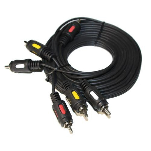 Кабель-перехідник звуковий, 3xRCA (M) - 3xRCA (M), 3 м, Black, Atcom (10712)