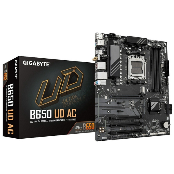 Материнська плата AM5 Gigabyte B650 UD AX, B650, 4xDDR5, Int.Video (CPU), 4xSATA3, 3xM.2, 1xPCI-E 4.0 x16, 3xPCI-E 3.0 x16, ALC897, RTL8111H, WiFi 6, Bluetooth 5.3, 6xUSB3.2/12xUSB2.0, HDMI/DP, ATX