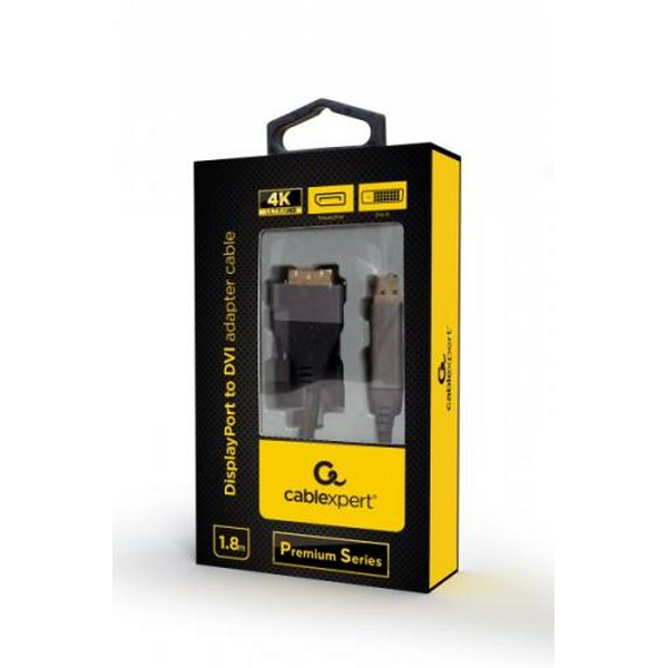 Кабель DisplayPort (M) - DVI-D (M), 1.8 м, Black, Cablexpert (CC-DPM-DVIM-4K-6) - 3