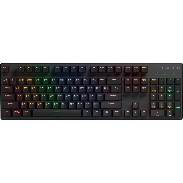 Клавіатура Hator Icefall Mecha Rainbow, Black, USB, механічна (перемикачі Origin Red Linear), LED "Rainbow" підсвічування, 104 кнопки, 1.8 м (HTK104UA)