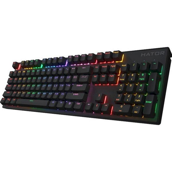 Клавіатура Hator Icefall Mecha Rainbow, Black, USB, механічна (перемикачі Origin Red Linear), LED "Rainbow" підсвічування, 104 кнопки, 1.8 м (HTK104UA) - 3