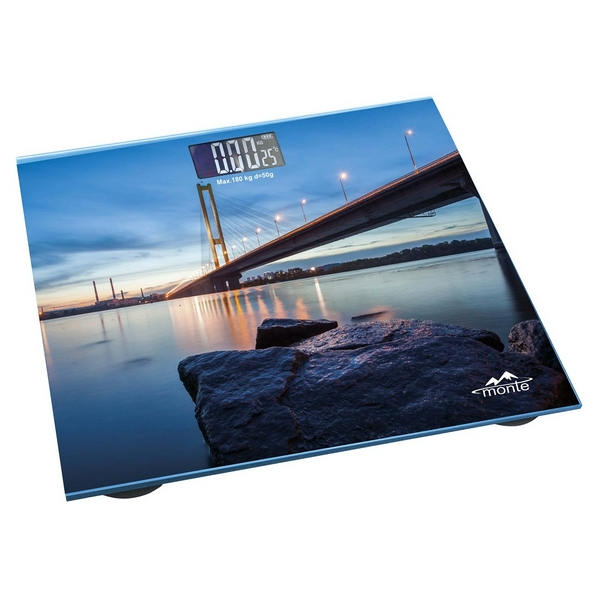 Ваги підлогові Monte МТ-6012-2, електронні, дисплей, максимальна вага 180кг, матеріал поверхні загартоване скло, розмір: 28х28 см, живлення 2*AAA (до комплекту не входять)