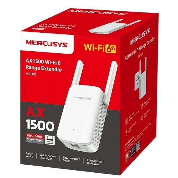 Точка доступа-підсилювач Mercusys ME60X Wi-Fi 6 1500Mb, 2 зовнішніх антени, 1xLAN 10/100/1000Mbit - 3