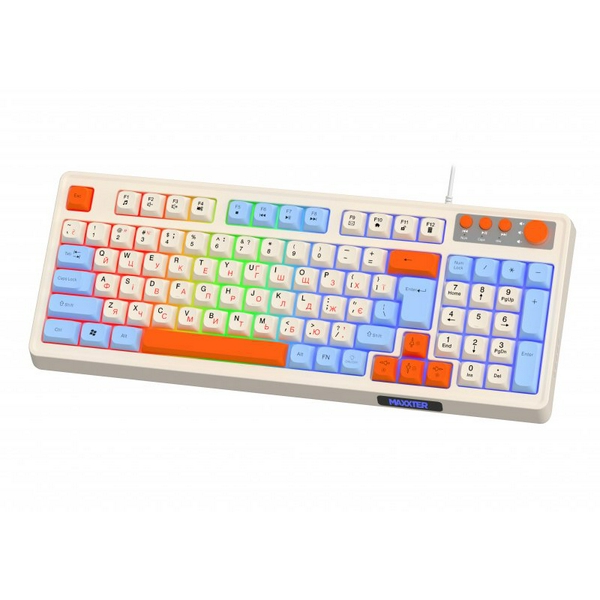 Клавіатура Maxxter KBG-3C01-UA, White, USB, 98 кнопок, LED підсвічування, 1.8 м - 3