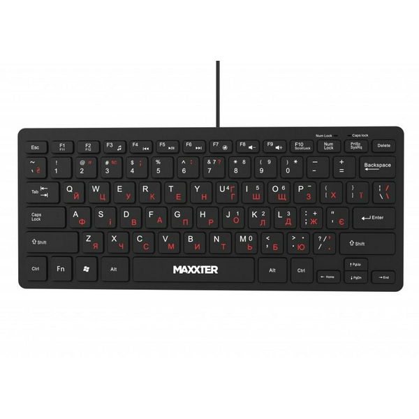 Клавіатура Maxxter KBM-C01B-UA, Black, USB, 78 кнопок, 1.8 м