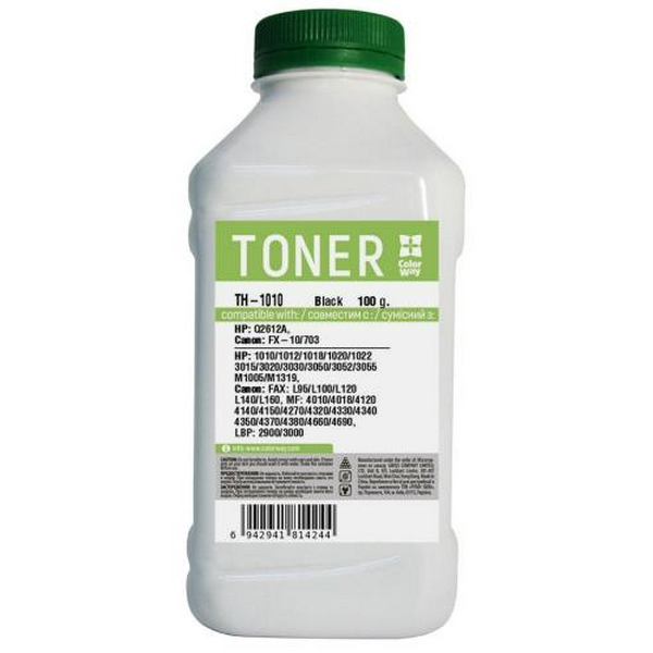 Тонер HP LJ 1010/1020, Canon LBP-2900/3000, Black, 100 г, ColorWay (TH-1010)