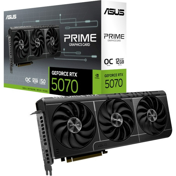 Відеокарта GeForce RTX 5070, ASUS, PRIME OC, 12Gb GDDR7, 192-bit, HDMI/3xDP, 2587/28000 MHz, 16-pin (PRIME-RTX5070-O12G)