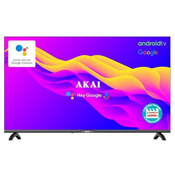 Телевізор 50" Akai AK50D23UG, Black, LED 4K 3840x2160, 60 Гц, Smart TV, Google system, голос, DVB-T2/C, 3xHDMI, 2xUSB, VESA 200x200