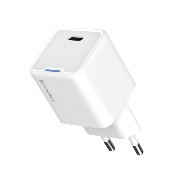 Мережевий зарядний пристрій ColorWay, White, 25 Вт, GaN, 1xType-C (PD3.0), Auto ID (CW-CHS052PD-WT)