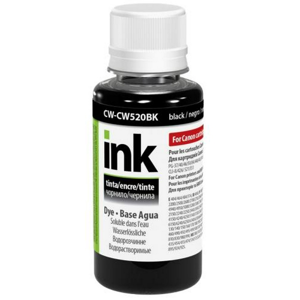 Чорнило ColorWay Canon PG-37/40/50/440/510/512, PGI-5/425/520/525/550, CLI-8/426/521, Black, 100 мл, водорозчинне (CW-CW520BK01)