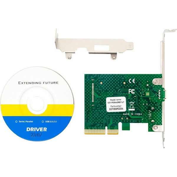 Плата розширення Frime PCI-E x4, 1xUSB 3.2 / 1xType-C, чіп ASM3142, живлення SATA (ECF-PCIEtoUSB011.LP) - 4