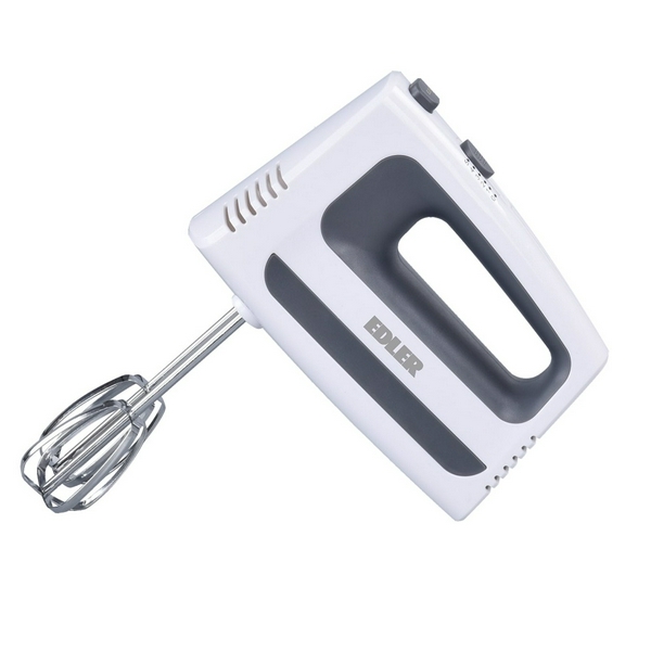 Міксер Edler EDHM-6624, Inox/White, 200W, 5 швидкостей, 2 вінчика, 2 гачки