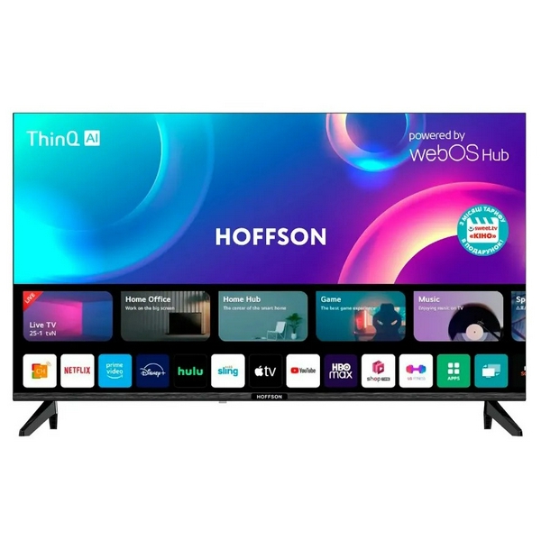 Телевізор 42" Hoffson HF42FHD24S, Black, LED Full HD 1920x1080, 60 Гц, Smart TV (WebOS), DVB-T2/C, Wi-Fi, Bluetooth, 3xHDMI, 2xUSB, VESA 100x100