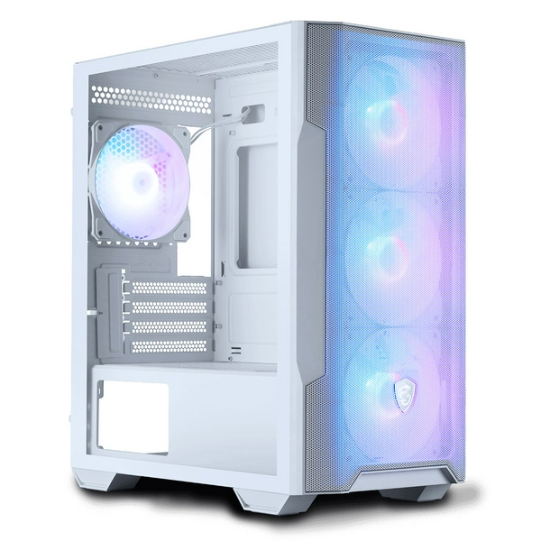 Корпус MSI MAG FORGE M100R, White, без БЖ, Micro Tower, для Micro-ATX / Mini-ITX, 1xUSB 3.2 / 2xUSB 2.0, макс. CPU - 160 мм / VGA - 300 мм, 4x120 мм ARGB, бічна панель із загартованого скла 3 мм