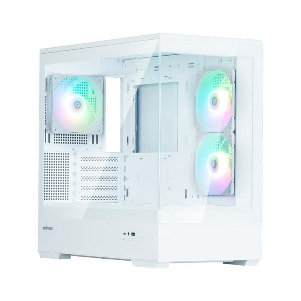 Корпус Zalman P30 V2, White, Mini Tower, без БЖ, для Micro ATX / Mini ITX, 1xType-C / 1xUSB 3.0, макс. CPU - 173 мм / VGA - 420 мм, 3x120 мм ARGB, бічна та передня панелі із загартованого скла