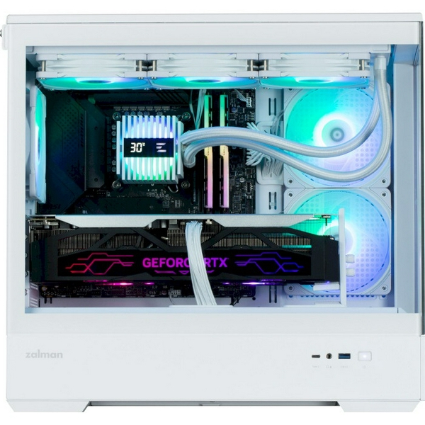 Корпус Zalman P30 V2, White, Mini Tower, без БЖ, для Micro ATX / Mini ITX, 1xType-C / 1xUSB 3.0, макс. CPU - 173 мм / VGA - 420 мм, 3x120 мм ARGB, бічна та передня панелі із загартованого скла - 5