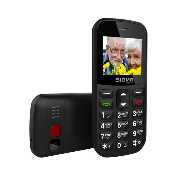 Мобільний телефон Sigma mobile Comfort 50 Easy Type-C, Black, "бабусефон", 2 Mini-SIM, дисплей 1.77" кольоровий (160x128), моноблок, SC6531E, підтримка microSD (max 32GB), BT, Cam 0.3Mp, 1000 mAh