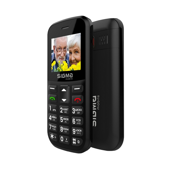 Мобільний телефон Sigma mobile Comfort 50 Easy Type-C, Black, "бабусефон", 2 Mini-SIM, дисплей 1.77" кольоровий (160x128), моноблок, SC6531E, підтримка microSD (max 32GB), BT, Cam 0.3Mp, 1000 mAh - 2