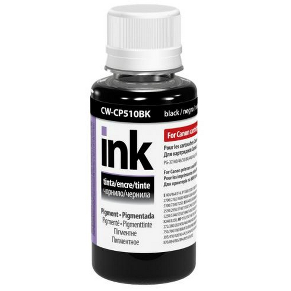 Чорнило ColorWay Canon PG-37/40/46/50/84/440/445/510/512, PGI-5/425/450/470/480/520/525, CLI-8, Black, 100 мл, пігментне (CW-CP510BK01)