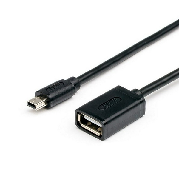 Кабель USB 2.0 AF - miniUSB (5P), 0.8 м, Black, Atcom (12821)