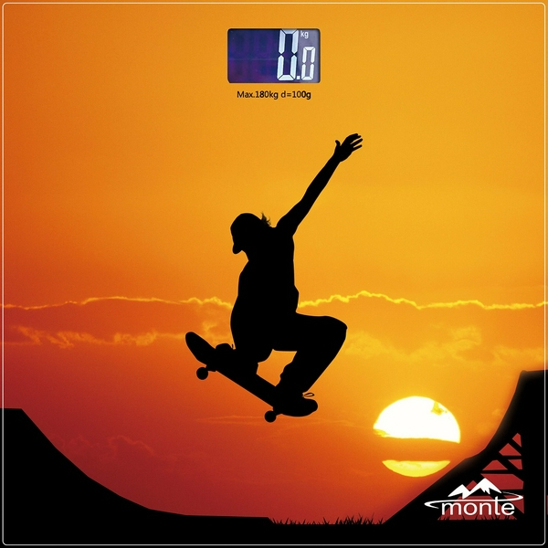 Ваги підлогові Monte МТ-6011-6, електронні, дисплей, максимальна вага 180кг, матеріал поверхні загартоване скло, розмір: 26х26 см, живлення 2*AAA (до комплекту не входять)