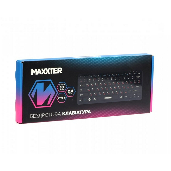 Клавіатура бездротова Maxxter KBW-C01B-UA, Black, USB 2.4GHz, 78 кнопок, акумулятор 180 mAh - 5