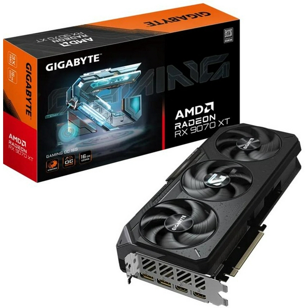 Відеокарта Radeon RX 9070 XT, Gigabyte, GAMING OC, 16Gb GDDR6, 256-bit, 2xHDMI/2xDP, 3060/20000 MHz, 3x8-pin (GV-R9070XTGAMING OC-16GD)