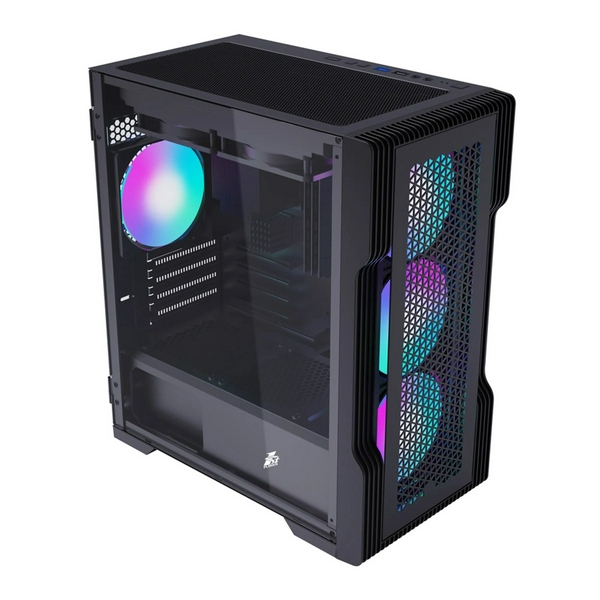 Корпус 1stPlayer T3, Black, без БЖ, Mini Tower, Micro ATX / Mini ITX, 1xUSB 3.0 / 2xUSB 2.0, макс. CPU - 165 мм / VGA - 305 мм, 4x120 мм RGB, бічна панель із загартованого скла (T3-BK-4F1) - 3