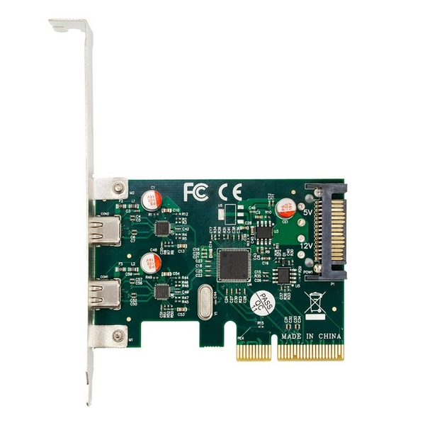 Плата розширення Frime PCI-E x4, 2xType-C 3.1 Gen2, чіп ASM1142, живлення SATA (ECF-PCIEtoUSB009.LP)
