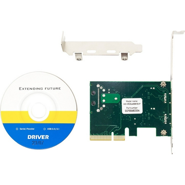 Плата розширення Frime PCI-E x4, 2xType-C 3.1 Gen2, чіп ASM1142, живлення SATA (ECF-PCIEtoUSB009.LP) - 4