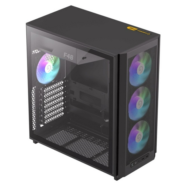 Корпус GameMax F46, Black, без БЖ, Mini Tower, ATX / Micro ATX / Mini ITX, Type-C / 2xUSB 3.0, макс. CPU - 169 мм / VGA - 350 мм, 4x120 мм ARGB, бічна панель із загартованого скла - 4