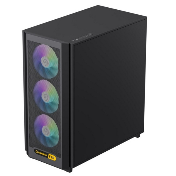 Корпус GameMax F46, Black, без БЖ, Mini Tower, ATX / Micro ATX / Mini ITX, Type-C / 2xUSB 3.0, макс. CPU - 169 мм / VGA - 350 мм, 4x120 мм ARGB, бічна панель із загартованого скла - 5