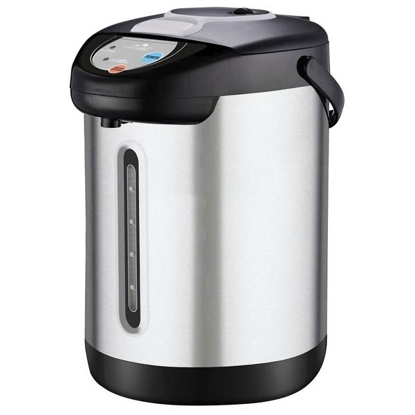 Термопот Monte МТ-1861, Silver/Black, 900W, 4.6л, ємність із нержавіючої сталі, шкала рівня води, три способи подачі води, функція повторного кип’ятіння, ручка для перенесення, захист від перегріву, Дитячий замок