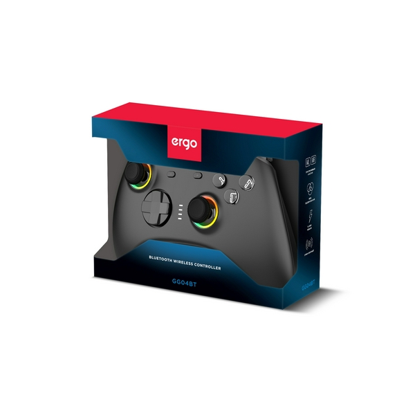 Геймпад Ergo GG04BT, Black, бездротовий (Bluetooth 5.0) / Type-C, для ПК / Nintendo Switch / Android TV, вібрація, 8 кнопок / 2 стіка / D-Pad, RGB підсвічування, 600 mAh - 6