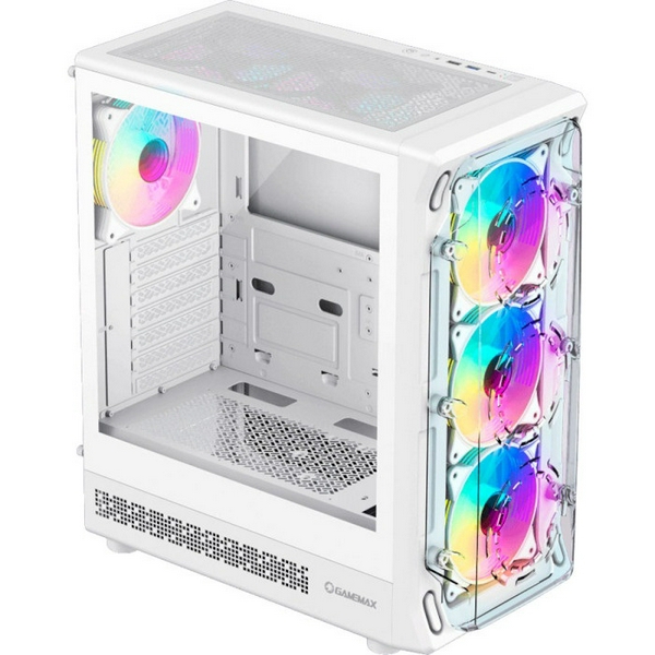 Корпус GameMax Starlight 2 AW, White, без БЖ, Mid Tower, для ATX / MicroATX / Mini-ITX, 1xType-C / 1xUSB 3.0 / 1xUSB 2.0, макс. CPU - 155 мм / VGA - 330 мм, 6x120 мм ARGB, бічна панель із загартованого скла - 5