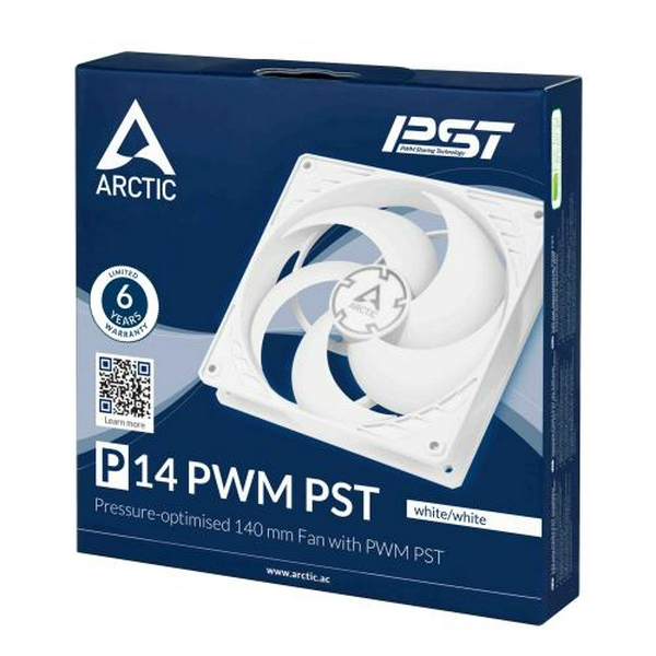 Вентилятор 140 мм, Arctic P14 PWM PST, White, 140х140х27 мм, PWM, 200-1700 об/хв, 4-pin, гідравлічний підшипник (ACFAN00197A) - 4