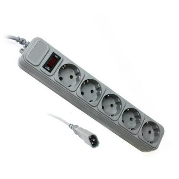 Фільтр мережевий для ДБЖ Gembird, 5 розеток, 1.8 м, Grey, 10А, до 2.2 кВт, вимикач, заземлення (SPG5-X-6G)