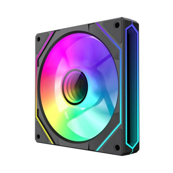 Вентилятор 120 мм, GameMax FN12A-S8I-R, Black, 120х120х25 мм, ARGB підсвічування, 800-1600 об/хв, до 31.21 дБ, 4-pin (PWM, 50 см) / 3-pin (ARGB, 50 см), гідродинамічний підшипник - 3