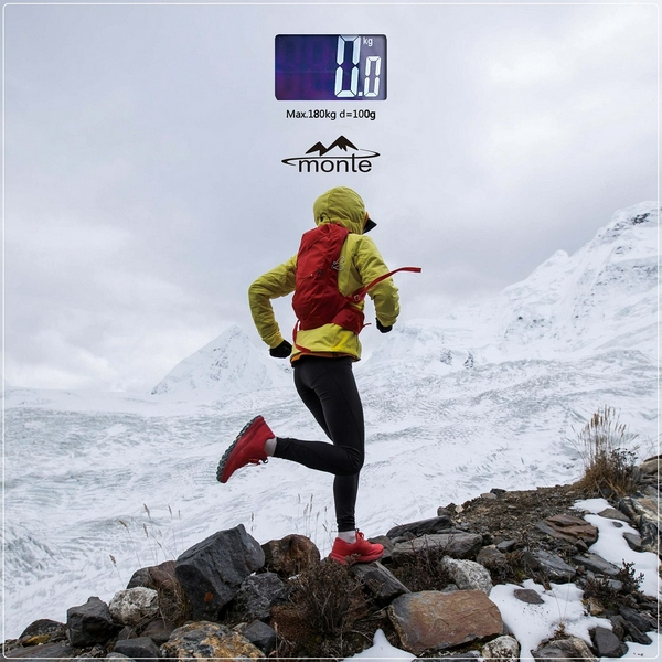 Ваги підлогові Monte МТ-6011-7, електронні, дисплей, максимальна вага 180кг, матеріал поверхні загартоване скло, розмір: 26х26 см, живлення 2*AAA (до комплекту не входять)