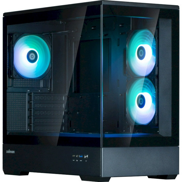 Корпус Zalman P30 V2, Black, Mini Tower, без БЖ, для Micro ATX / Mini ITX, 1xType-C / 1xUSB 3.0, макс. CPU - 173 мм / VGA - 420 мм, 3x120 мм ARGB, бічна та передня панелі із загартованого скла