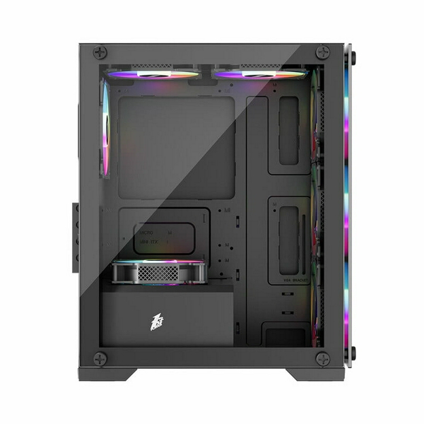 Корпус 1stPlayer X2-M, Black, без БЖ, Mini Tower, Micro ATX / Mini ITX, 1xUSB 3.0 / 1xUSB 2.0, макс. CPU - 165 мм / VGA - 310 мм, 4x120 мм RGB, бічна панель із загартованого скла (X2-M-BK-4F1) - 3