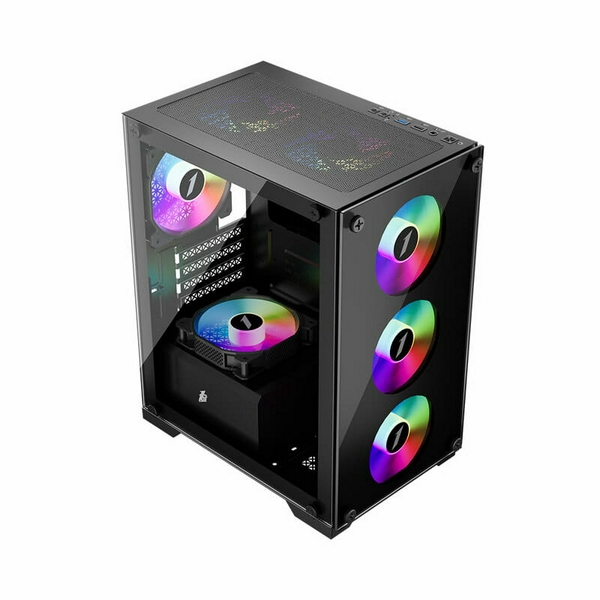 Корпус 1stPlayer X2-M, Black, без БЖ, Mini Tower, Micro ATX / Mini ITX, 1xUSB 3.0 / 1xUSB 2.0, макс. CPU - 165 мм / VGA - 310 мм, 4x120 мм RGB, бічна панель із загартованого скла (X2-M-BK-4F1) - 5